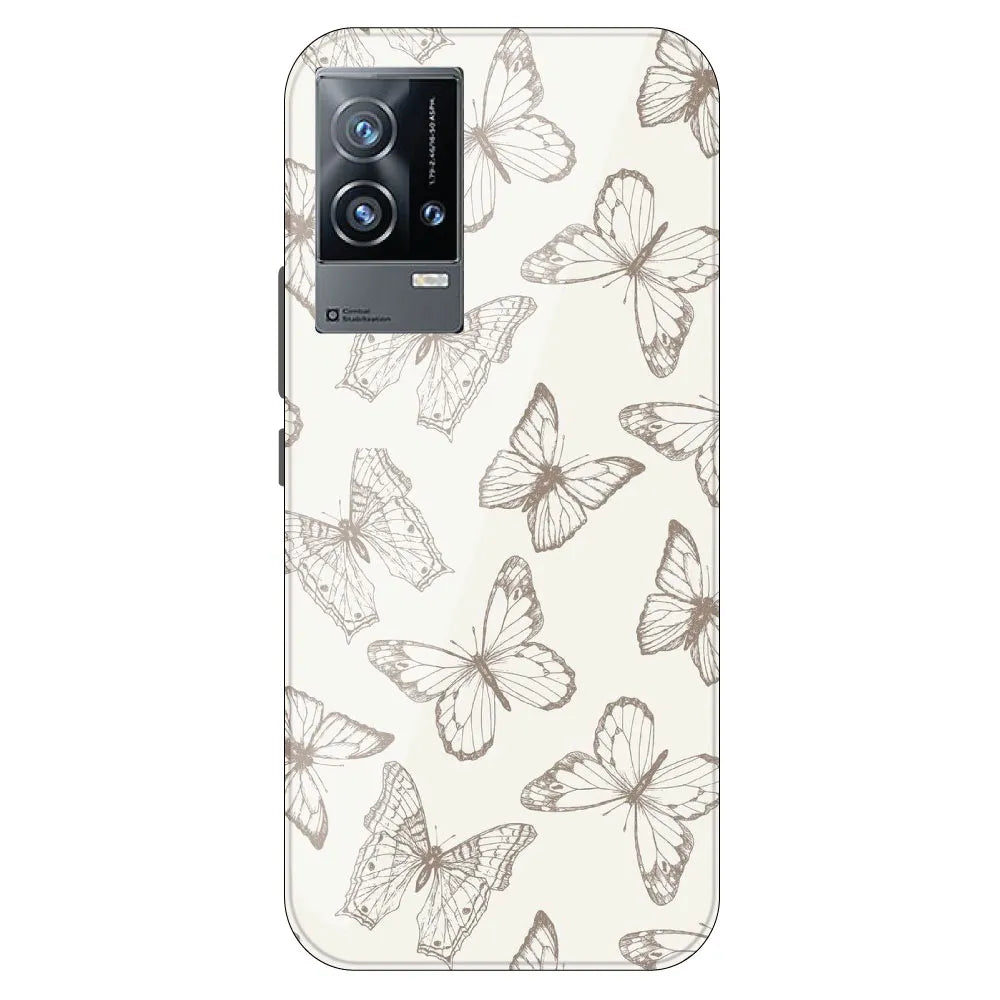 White Butterflies - Printed Silicone Case For IQOO 9