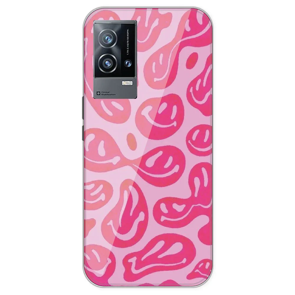 Pink Smilies - Printed Silicone Case For IQOO 9