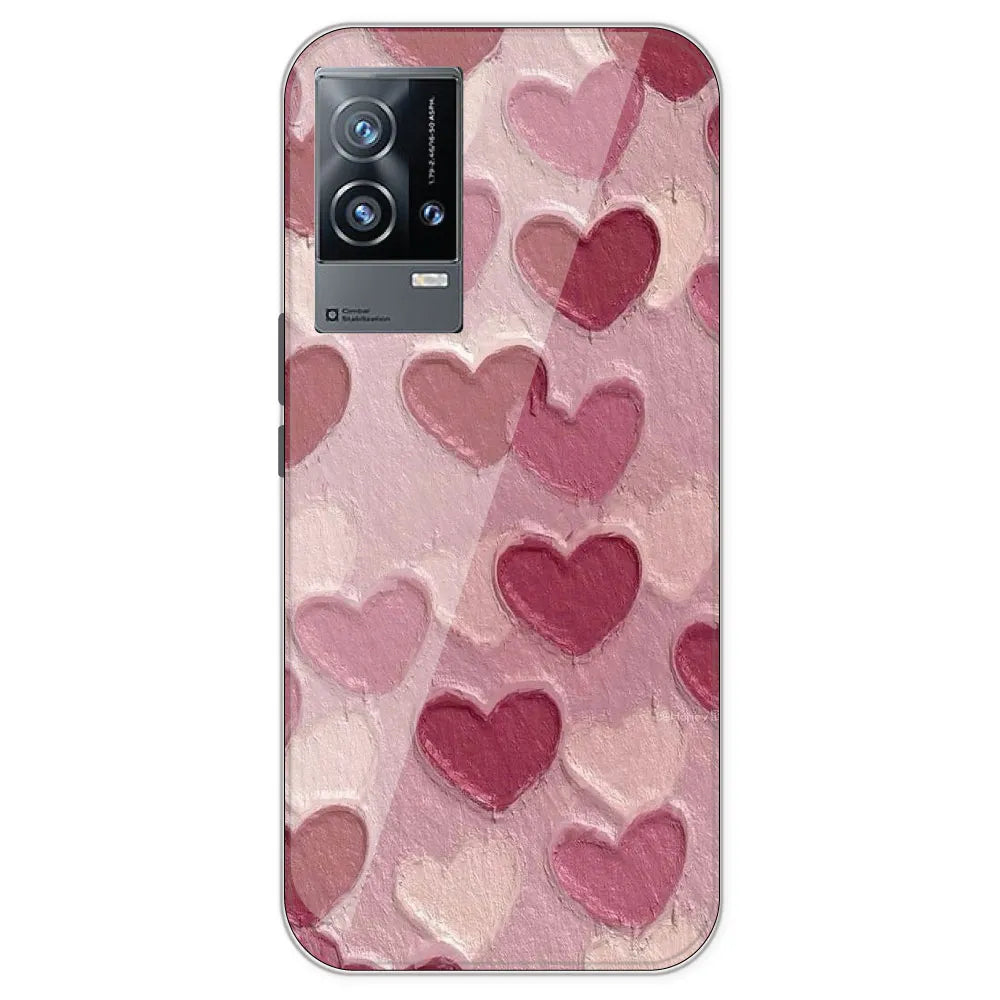 Pastel Hearts - Printed Silicone Case For IQOO 9