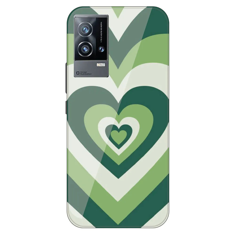 Dark Green Hearts - Printed Silicone Case For IQOO 9