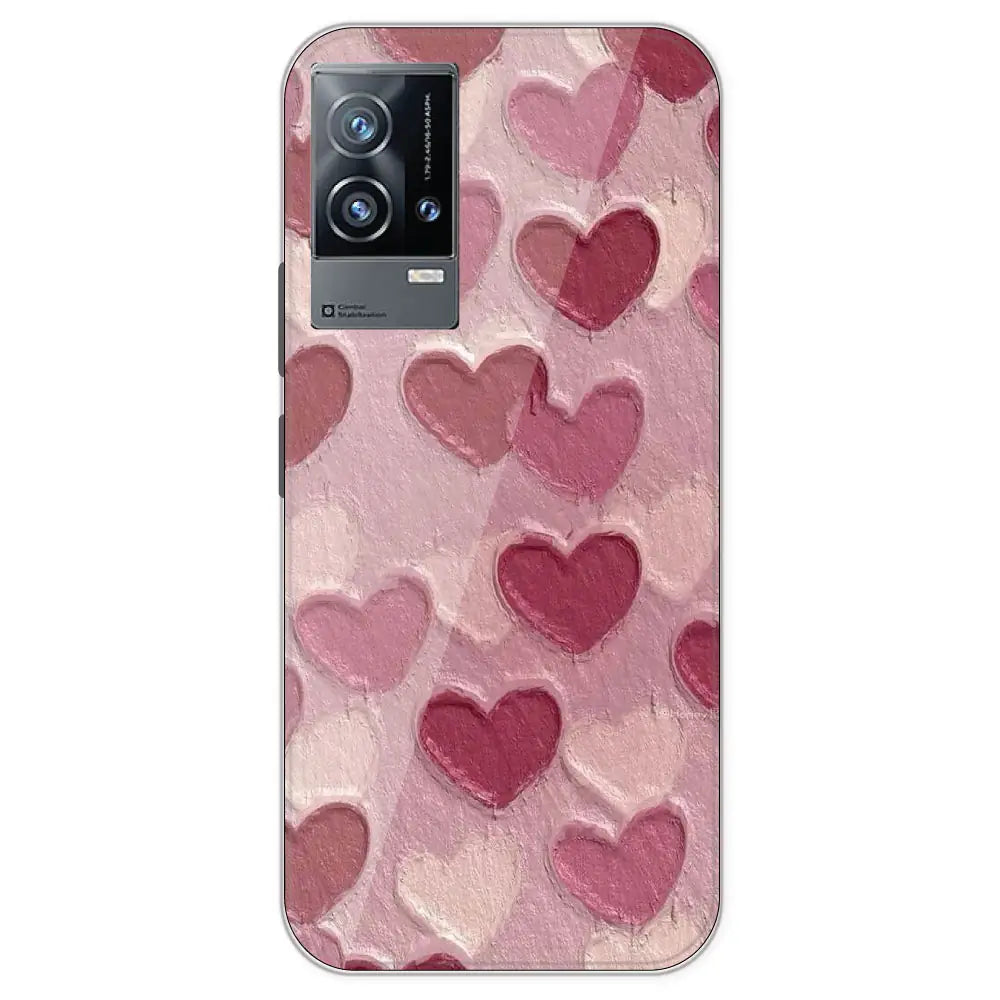 Pastel Hearts - Printed Silicone Case For IQOO 9