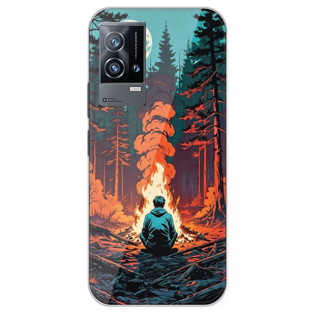 Boy With Camp Fire - Printed Silicone Case For IQOO 9