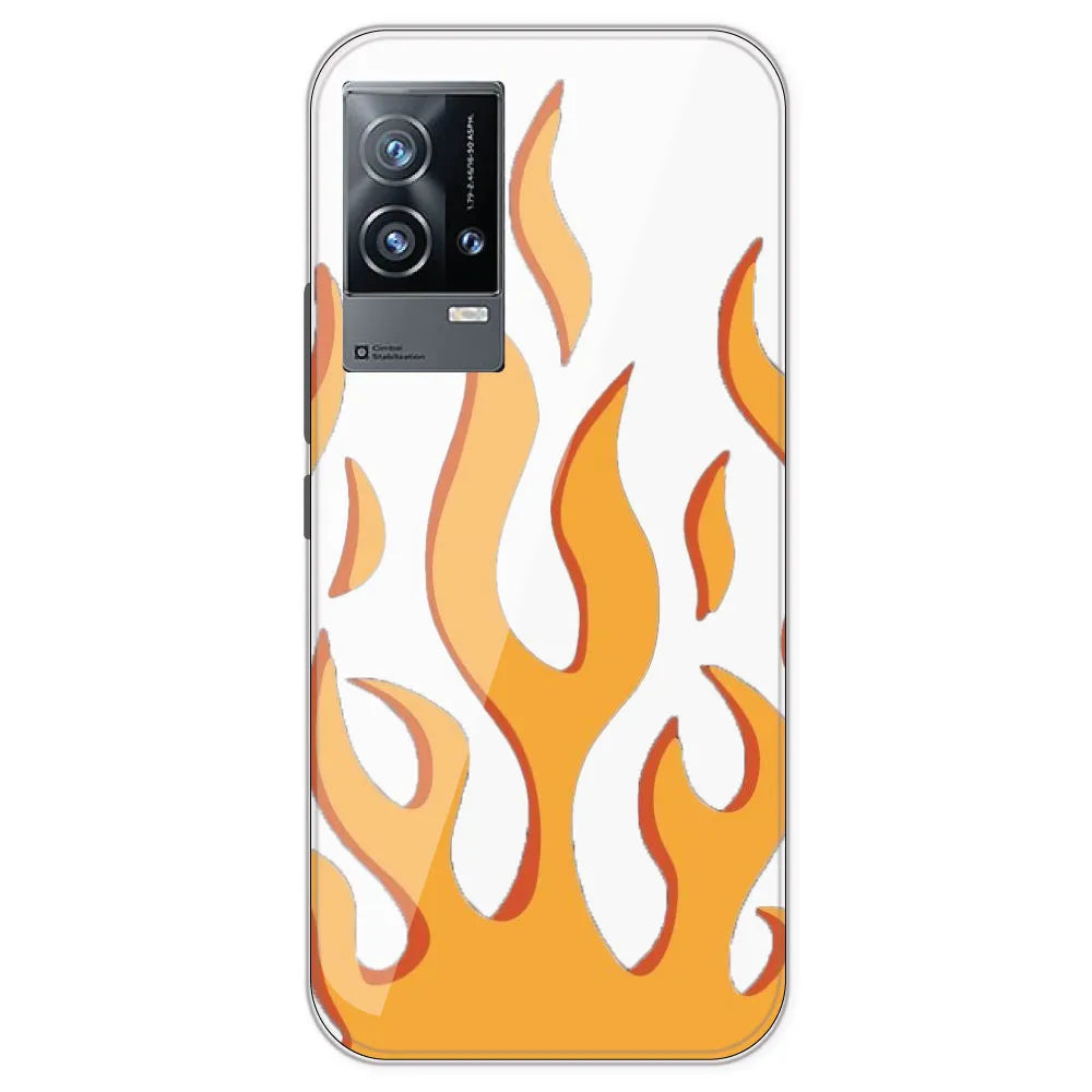 Orange Flames - Clear Printed Silicone Case For IQOO 9