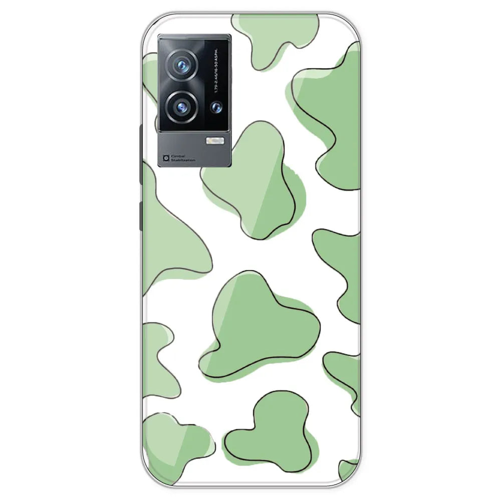 Green Cow Print - Clear Printed Silicone Case For IQOO 9