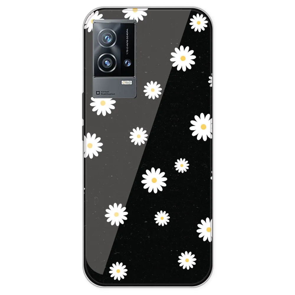 White And Black Flower - Printed Silicone Case For IQOO 9