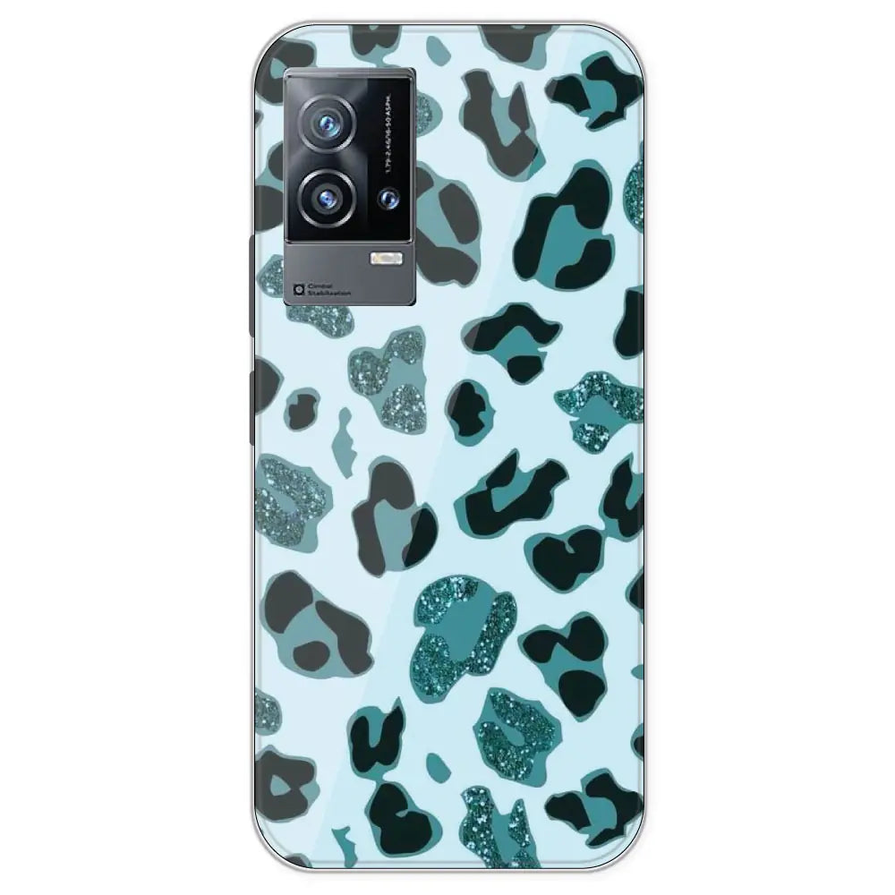 Blue Leopard Glitter Print - Printed Silicone Case For IQOO 9