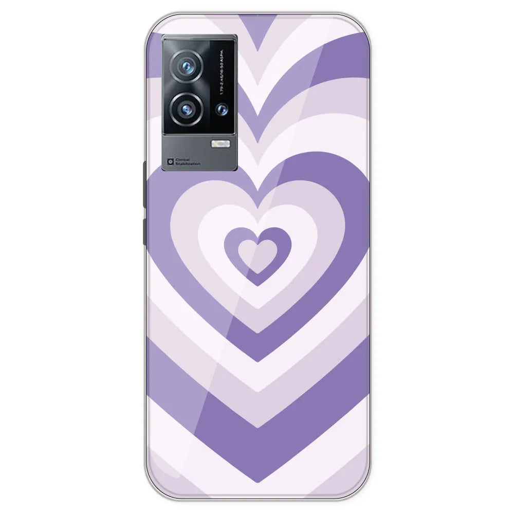 Dark Purple Hearts - Printed Silicone Case For IQOO 9