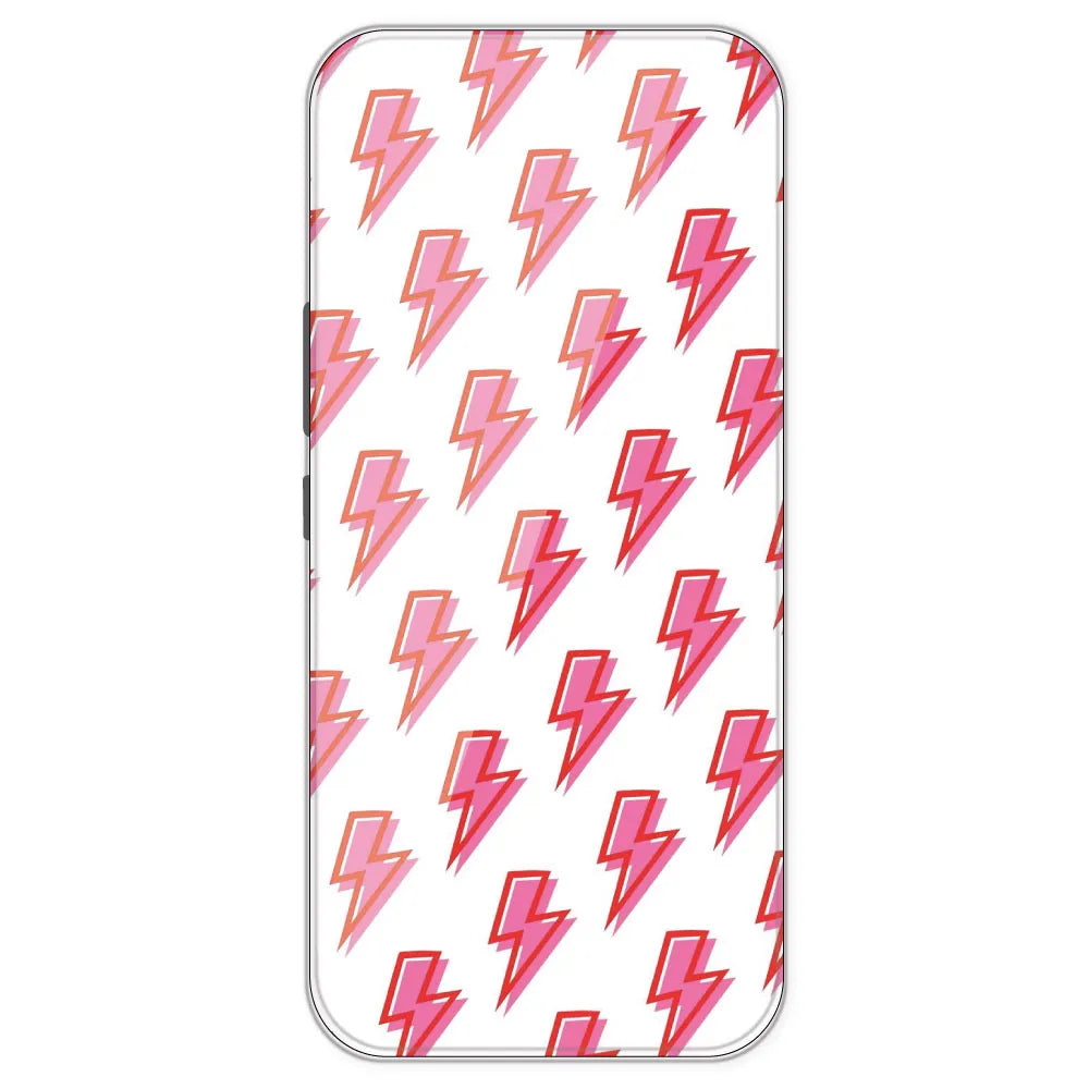 Pink Lightning Bolts - Clear Printed Silicone Case For IQOO 9