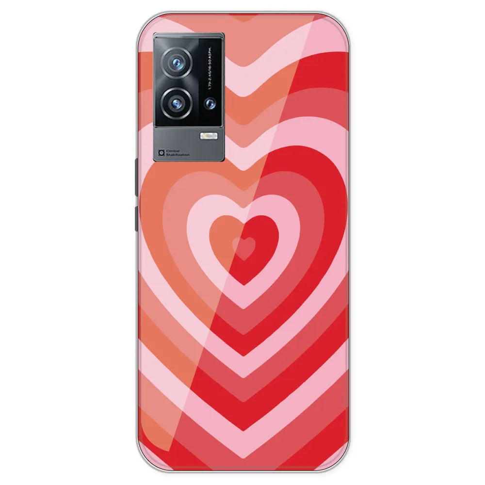 Red Hearts - Printed Silicone Case For IQOO 9