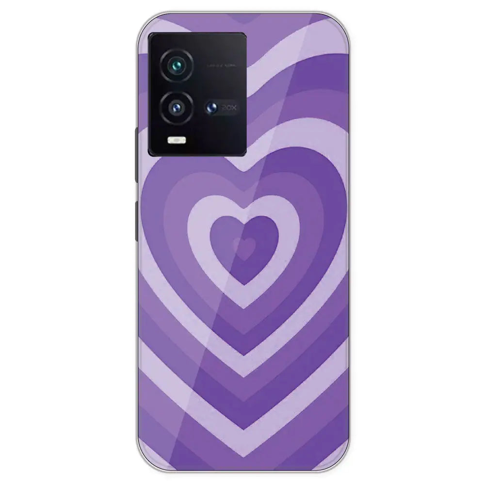 Purple Hearts - Printed Silicone Case For IQOO 9SE