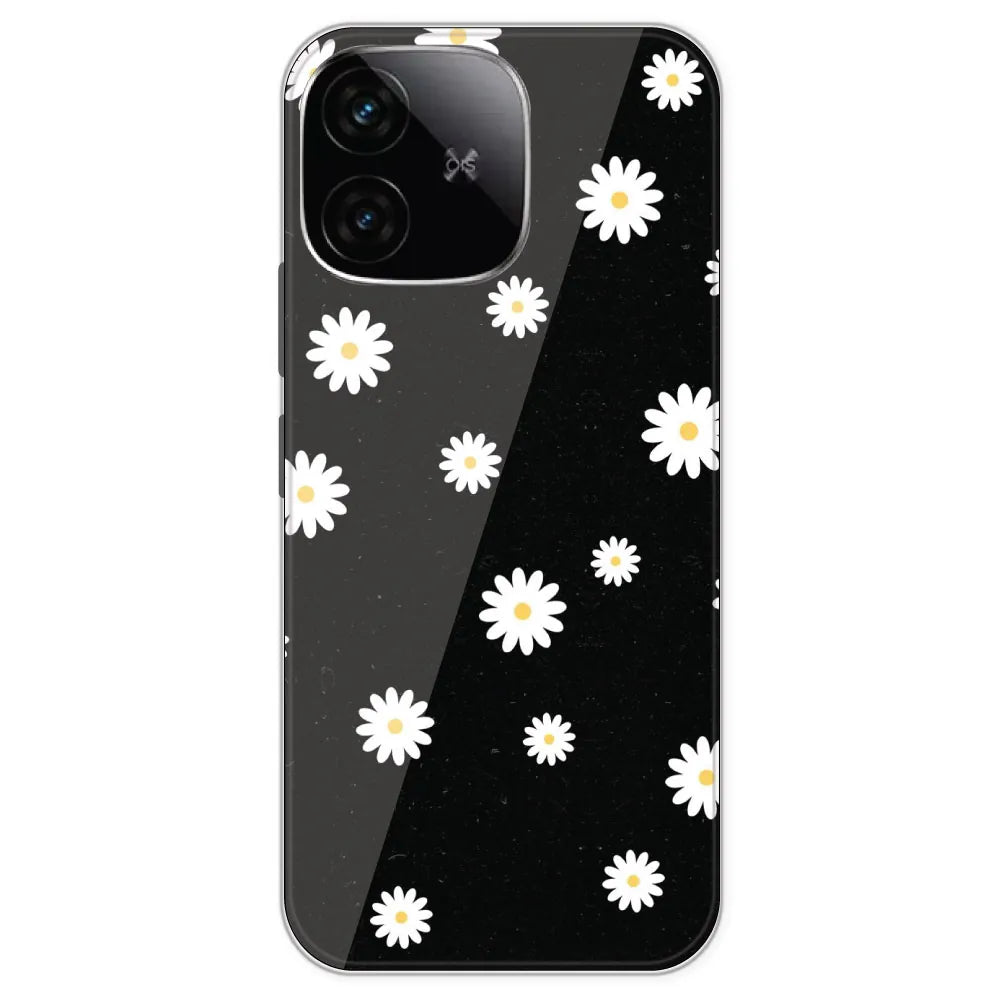 White And Black Flower - Printed Silicone Case For IQOO Neo 10R