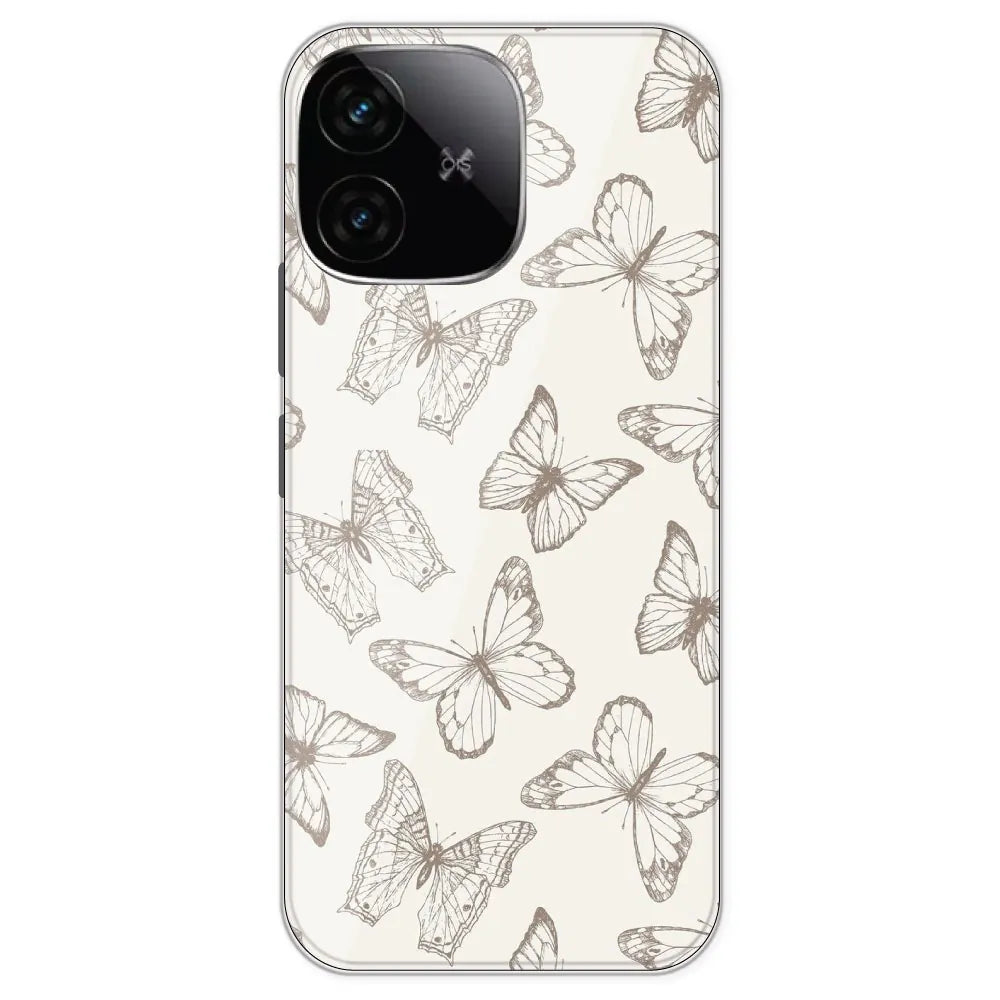 White Butterflies - Printed Silicone Case For IQOO Neo 10R