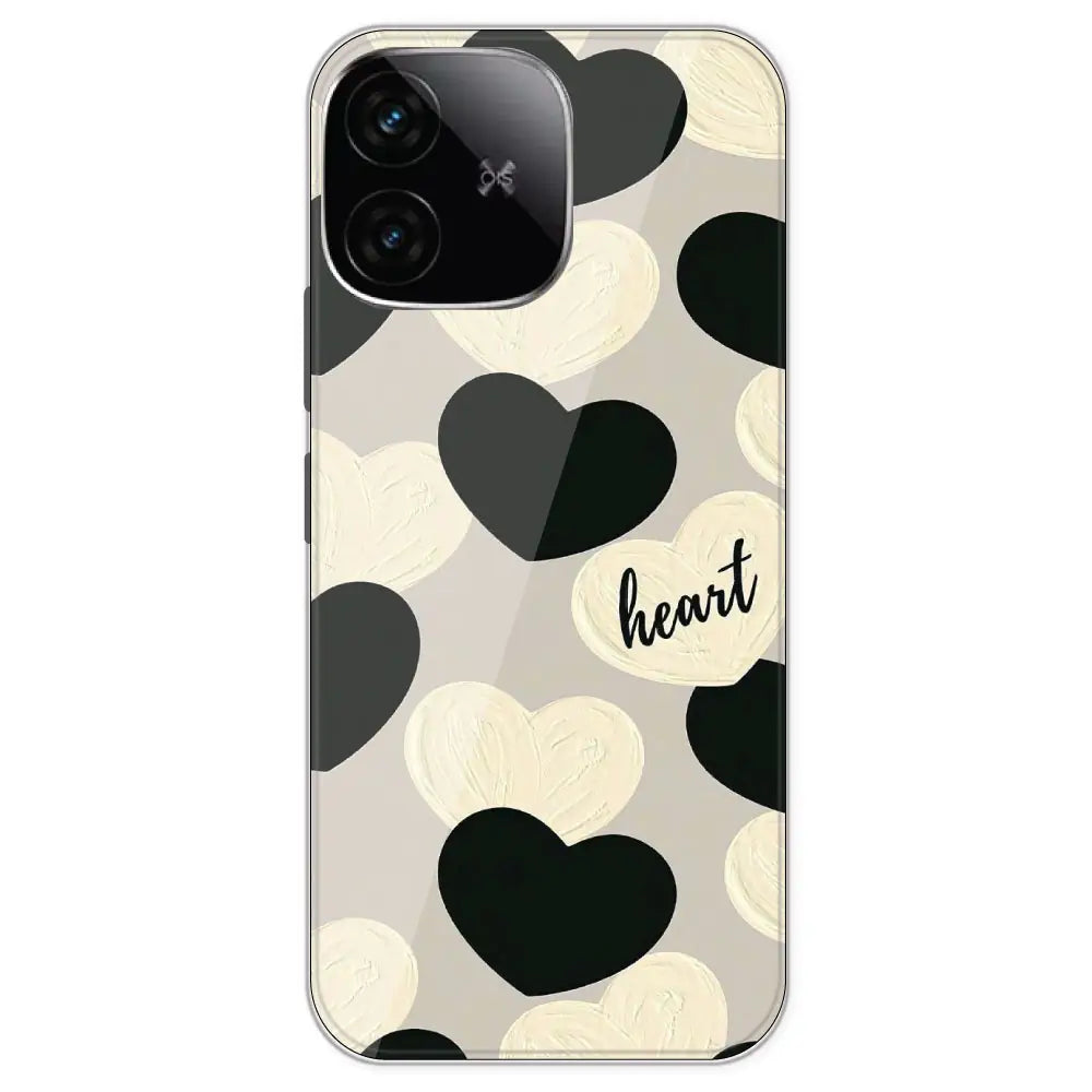 Black And White Hearts - Printed Silicone Case For iQOO Models