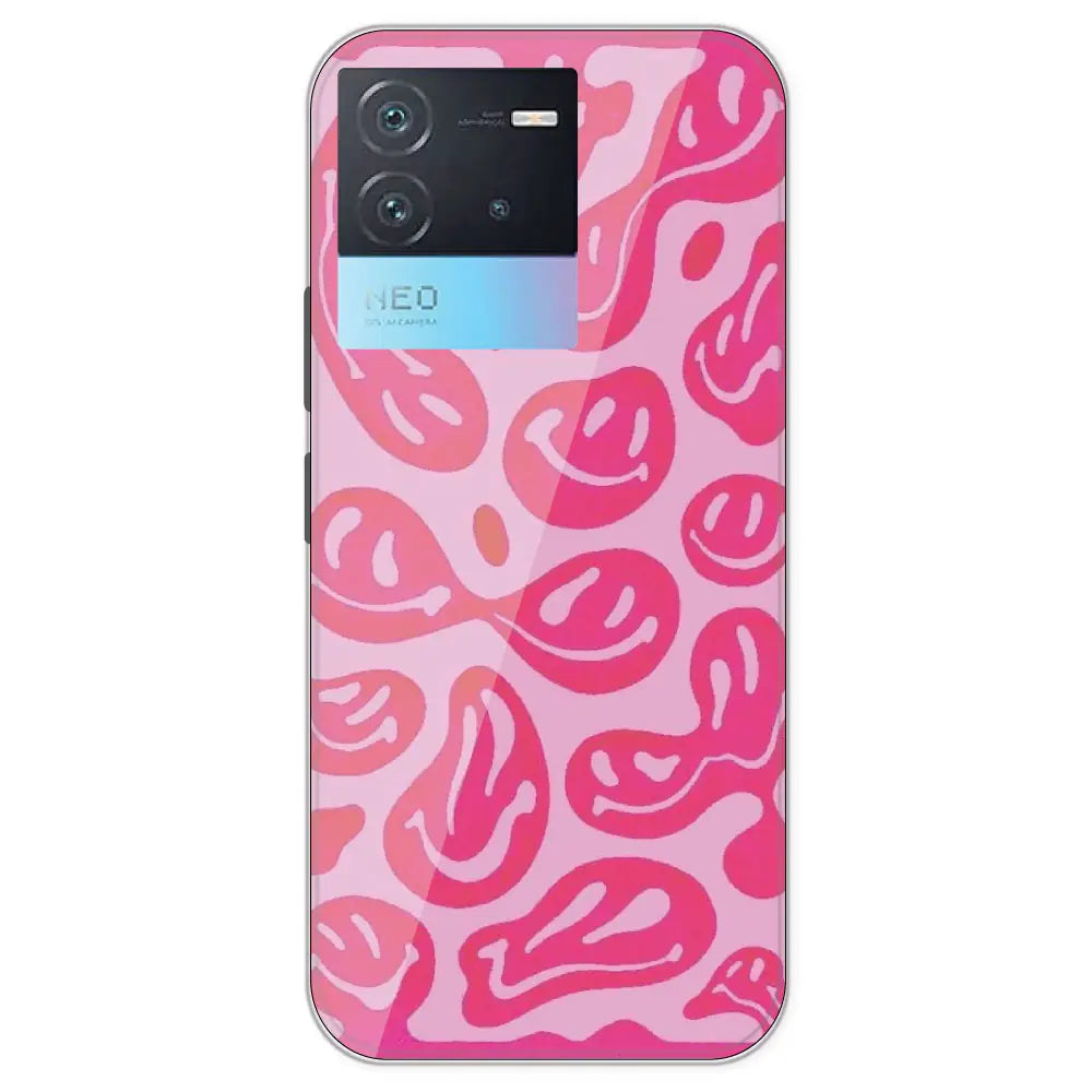 Pink Smilies - Printed Silicone Case For IQOO Neo 6