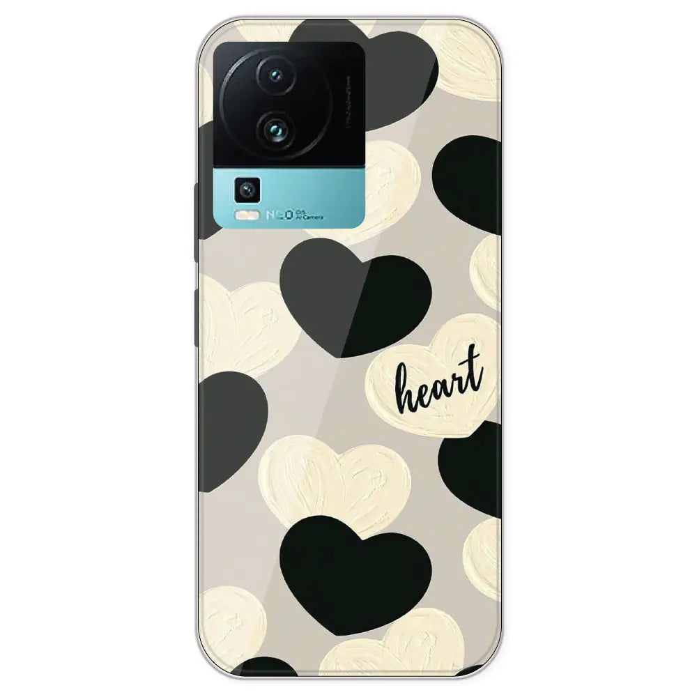 Black And White Heart - Printed Silicone Case For IQOO Neo 7