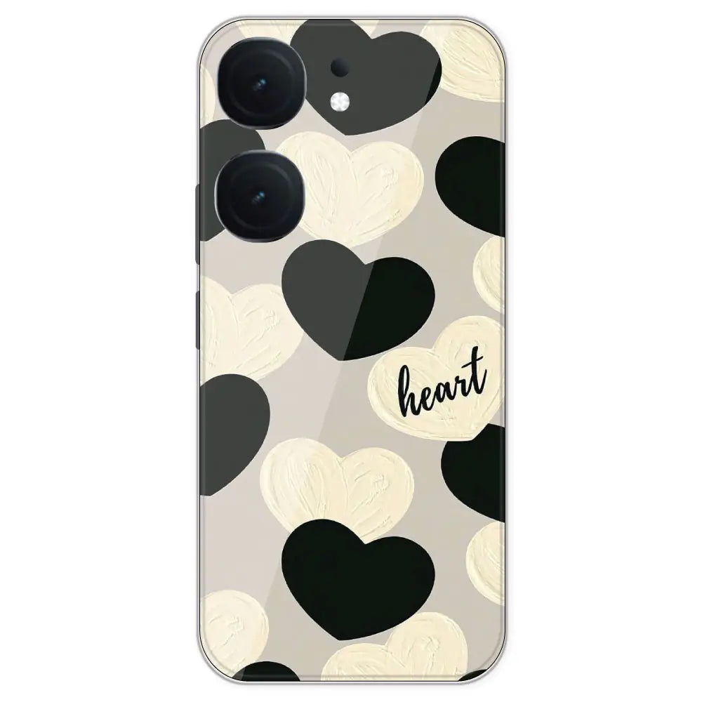 Black And White Heart - Printed Silicone Case For IQOO Neo 9 Pro