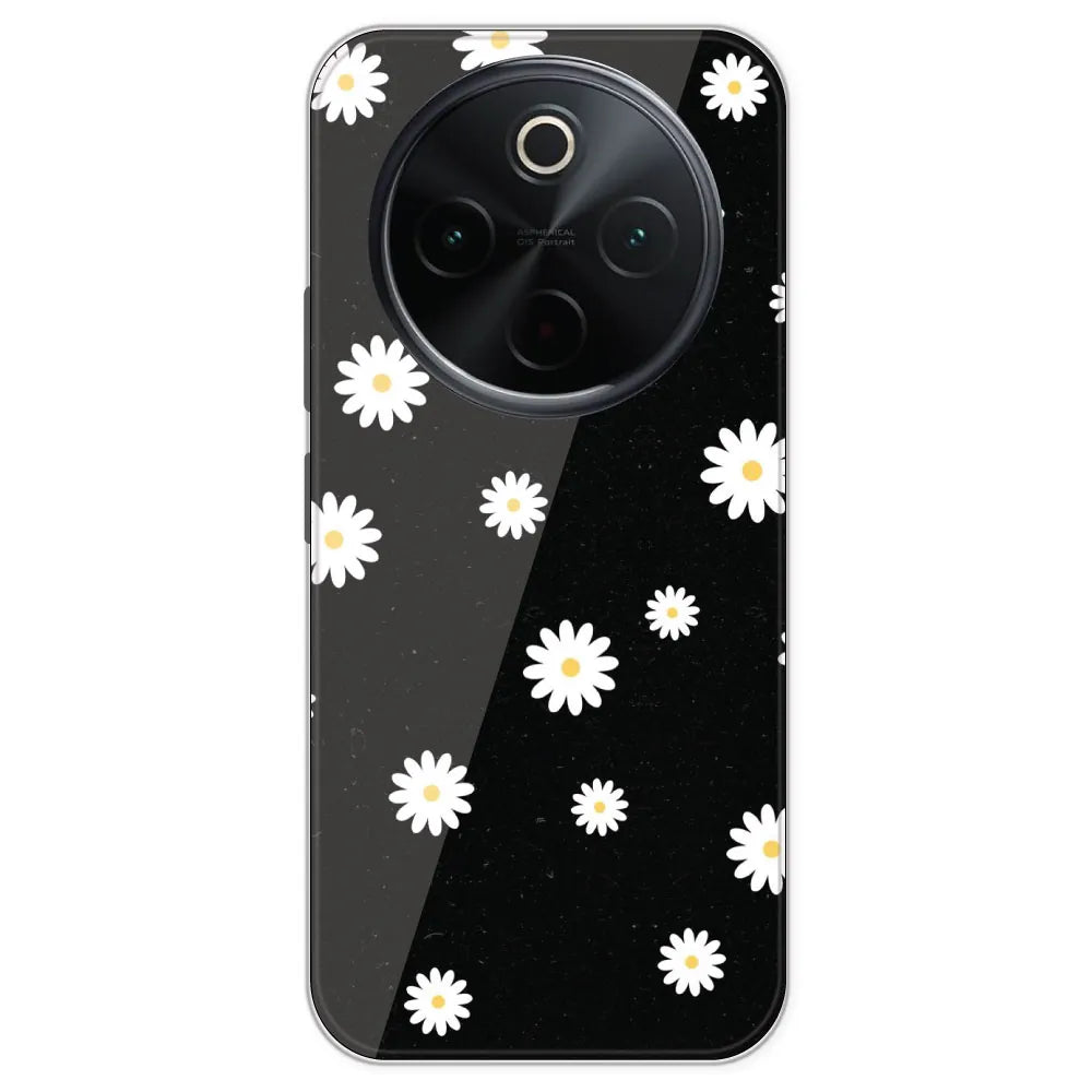 White And Black Flower - Printed Silicone Case For IQOO Z10