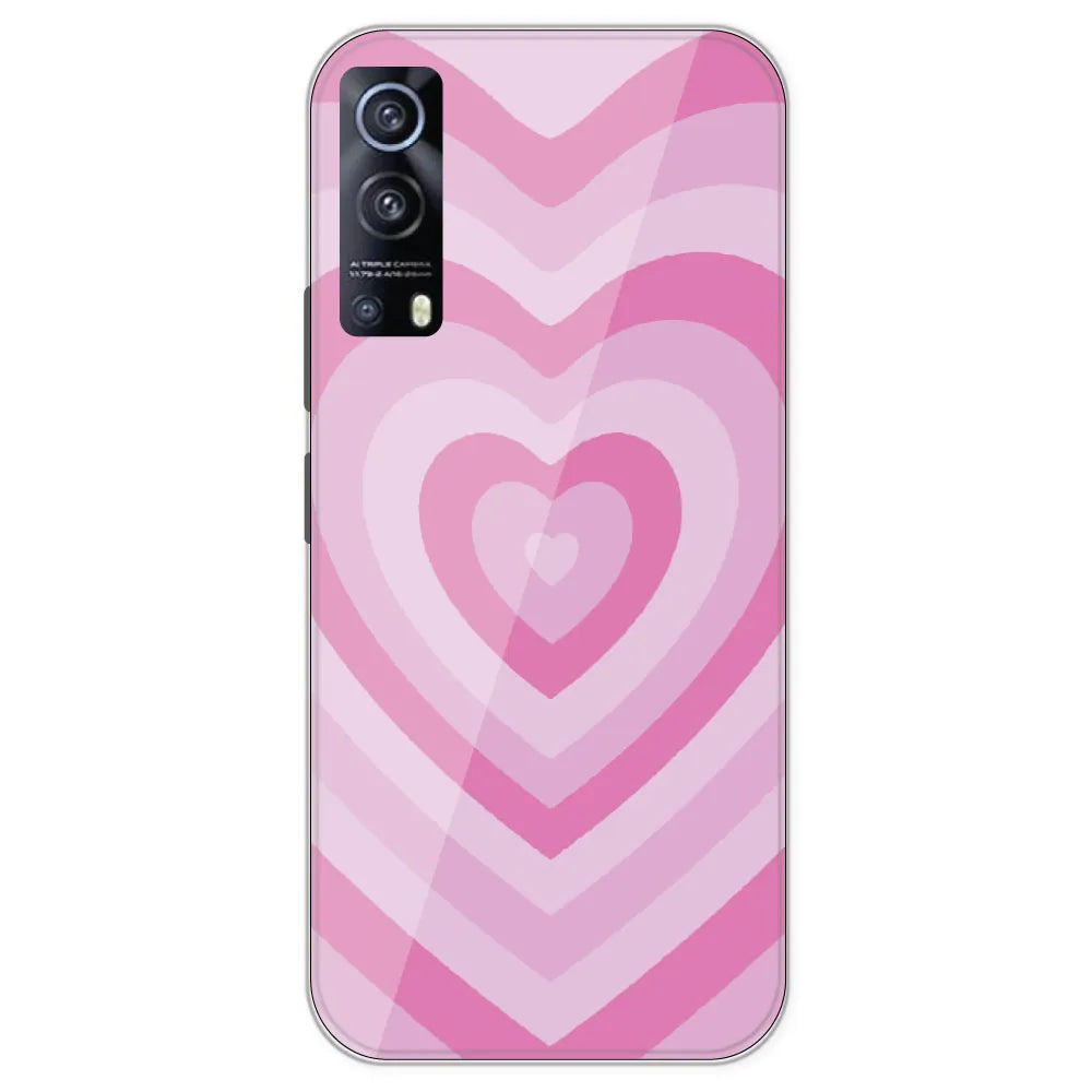 Pink Hearts - Printed Silicone Case For IQOO Z3