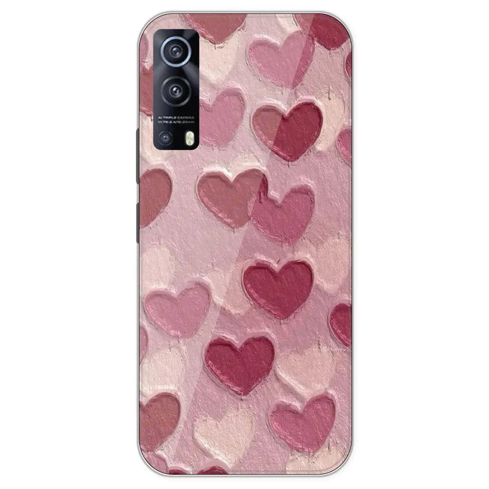Pastel Hearts - Printed Silicone Case For IQOO Z3