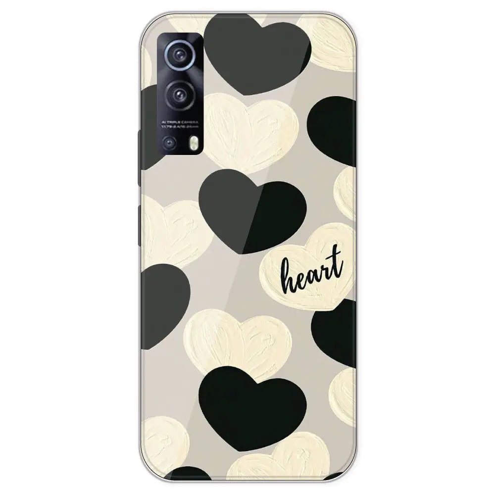 Black And White Heart - Printed Silicone Case For IQOO Z3