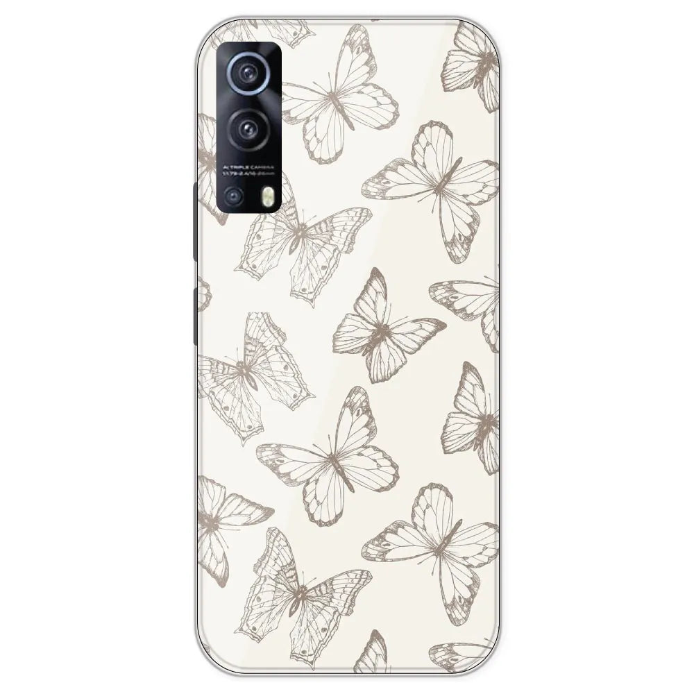 White Butterflies - Printed Silicone Case For IQOO Z3