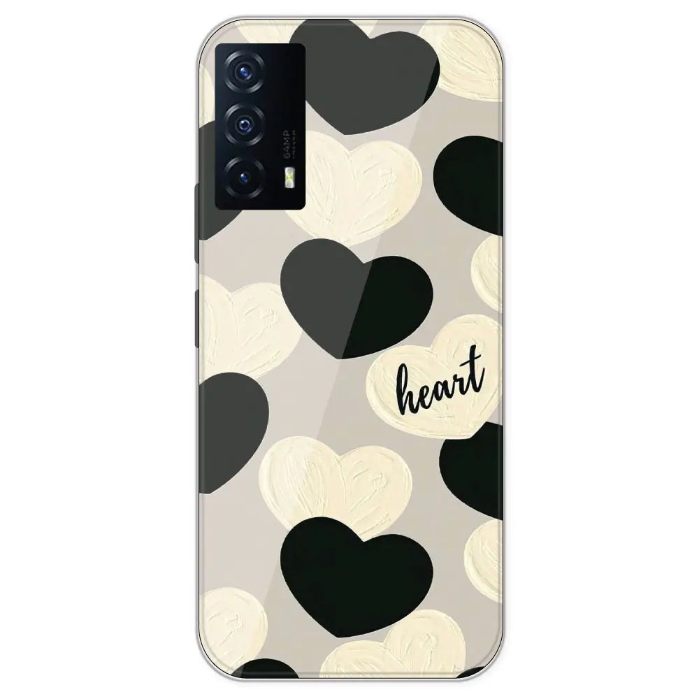 Black And White Heart - Printed Silicone Case For IQOO Z5
