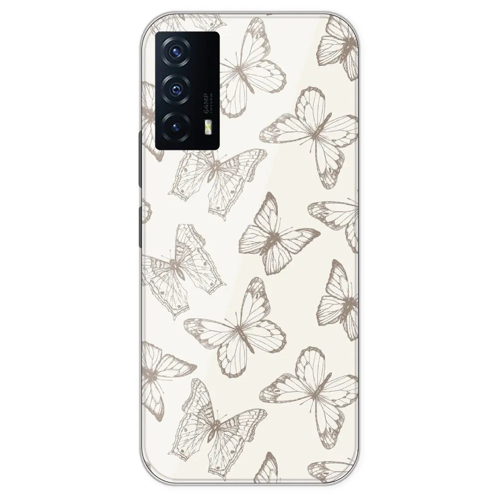 White Butterflies - Printed Silicone Case For IQOO Z5