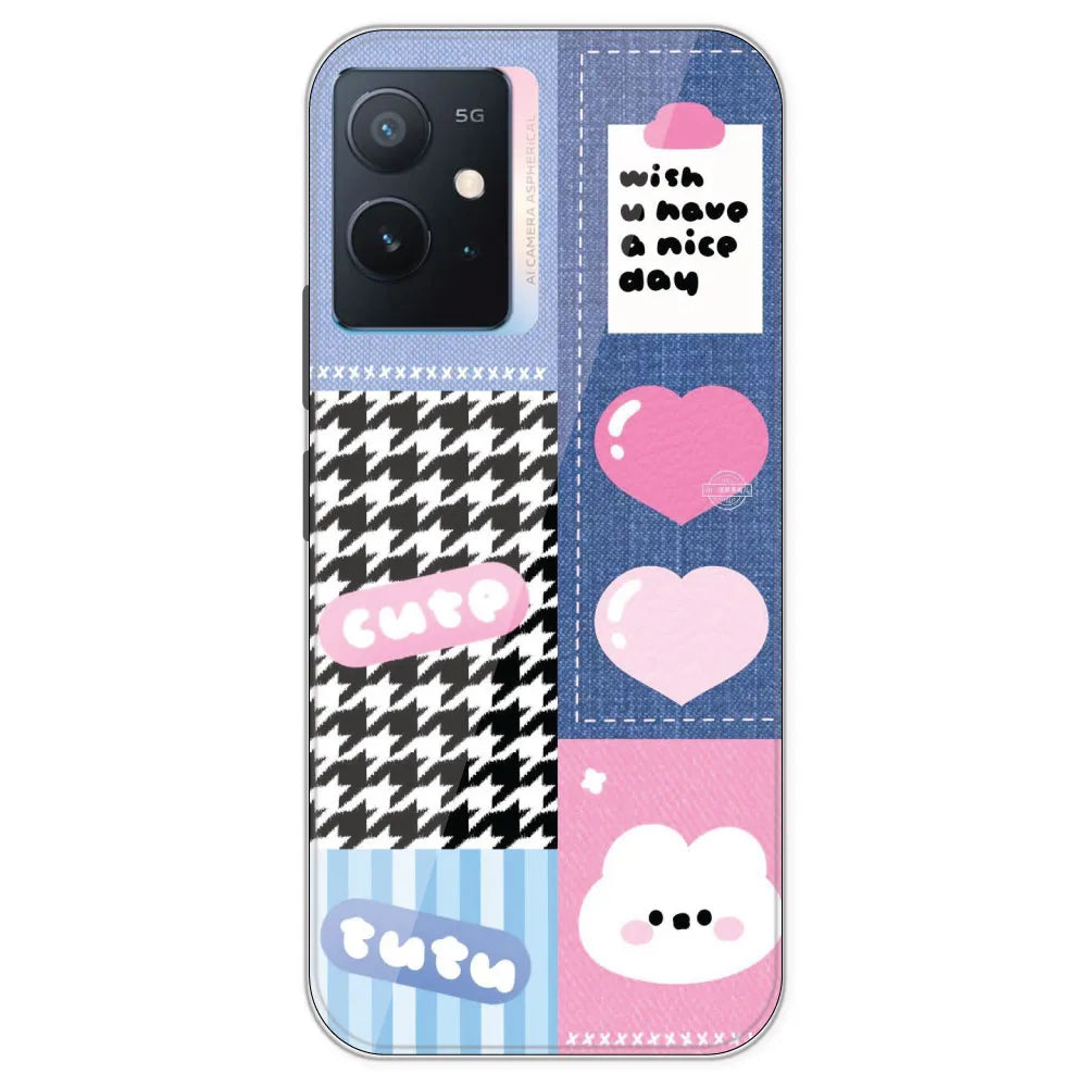 Cute Pink Bear Collage - Printed Silicone Case For IQOO Z6