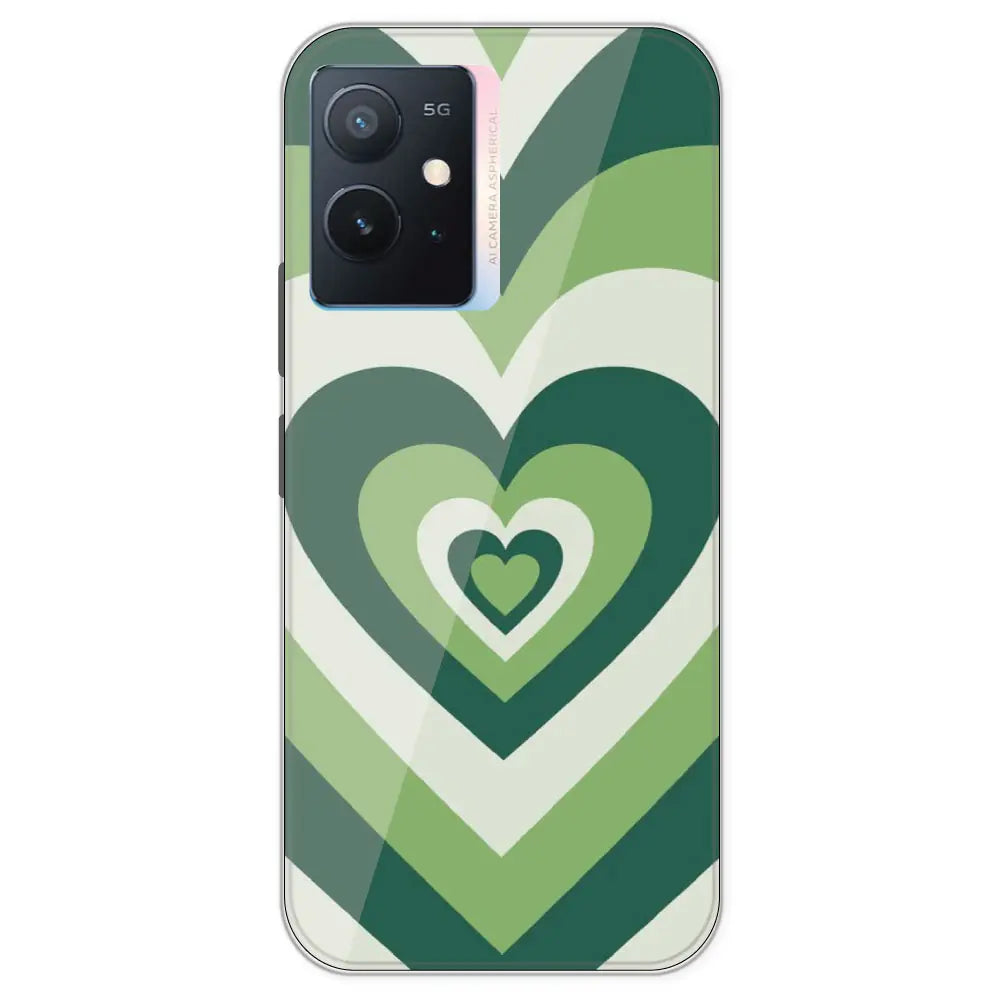 Dark Green Hearts - Printed Silicone Case For IQOO Z6
