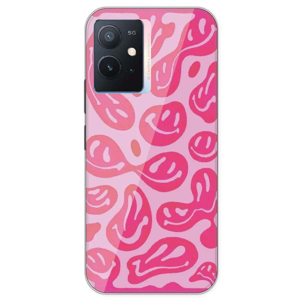 Pink Smilies - Printed Silicone Case For IQOO Z6