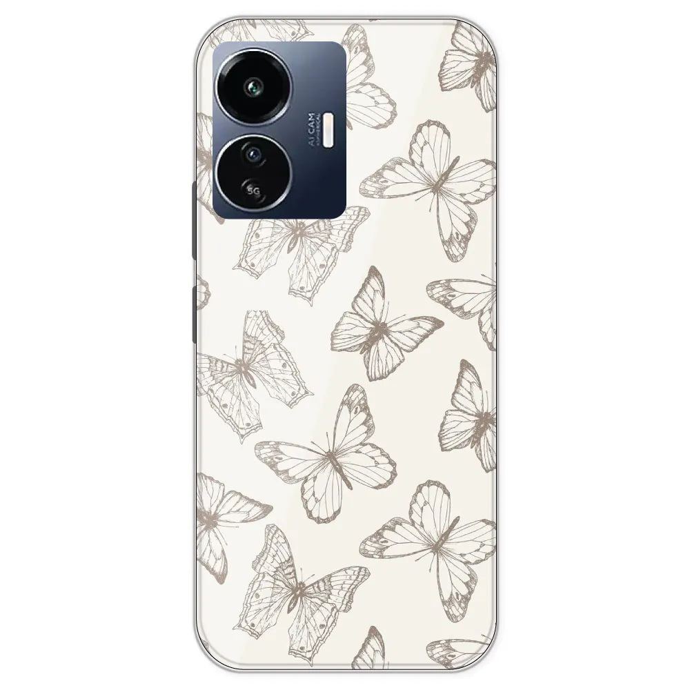 White Butterflies - Printed Silicone Case For IQOO Z6 Lite