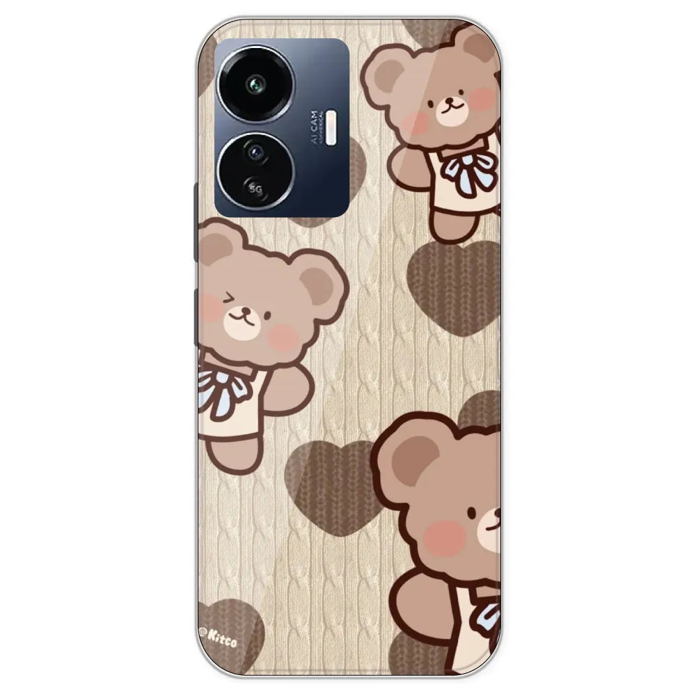 Teddy Heart - Printed Silicone Case For IQOO Z6 Lite