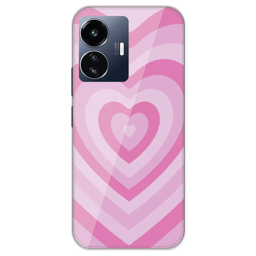 Pink Hearts - Printed Silicone Case For IQOO Z6 Lite