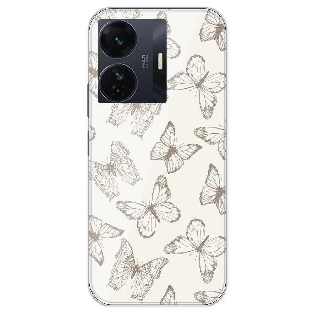 White Butterflies - Printed Silicone Case For IQOO Z6 Pro