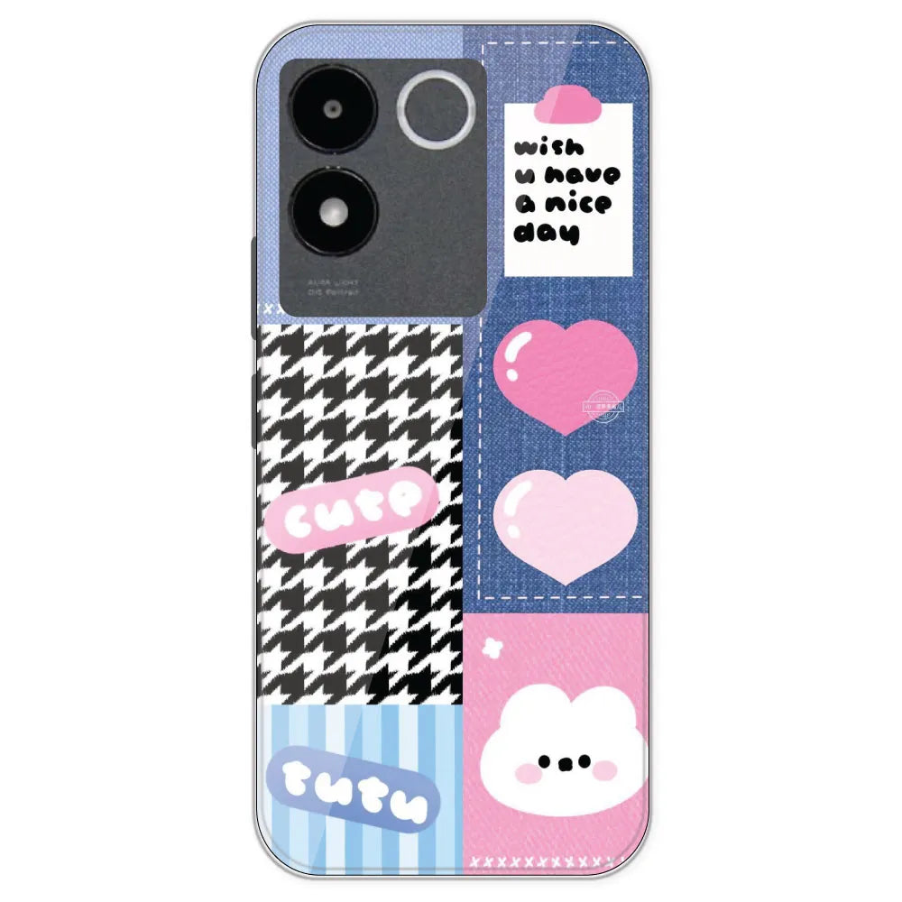 Cute Pink Bear Collage - Printed Silicone Case For IQOO Z7 Pro