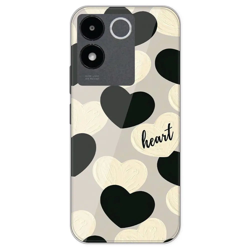 Black And White Heart - Printed Silicone Case For IQOO Z7 Pro