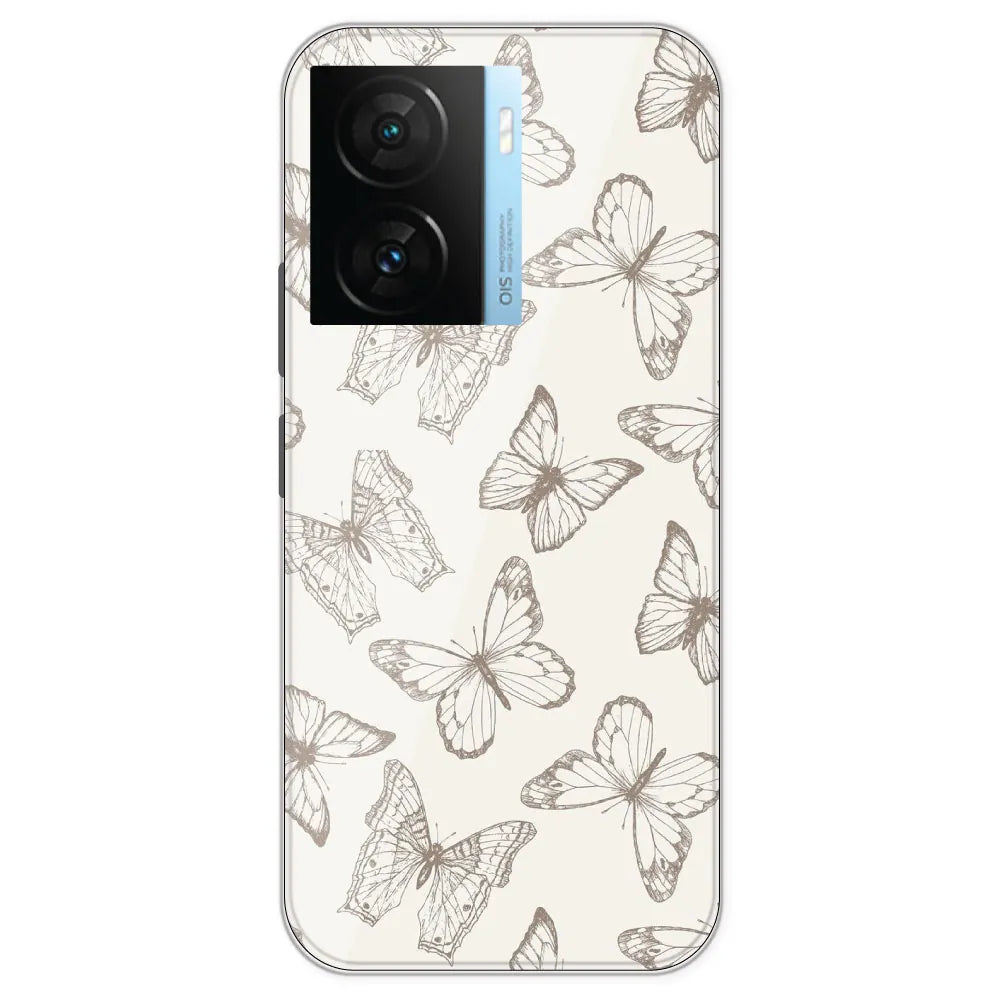 White Butterflies - Printed Silicone Case For IQOO Z7S
