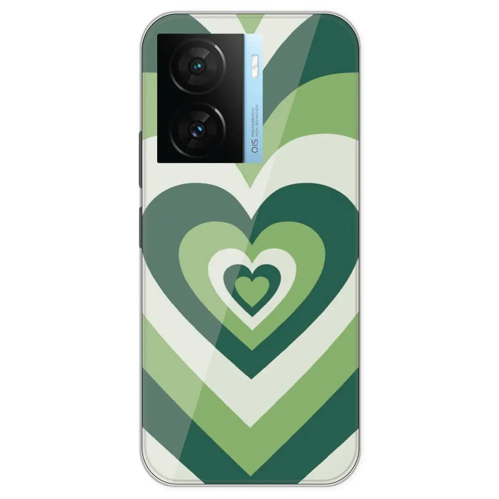 Dark Green Hearts - Printed Silicone Case For IQOO Z7S