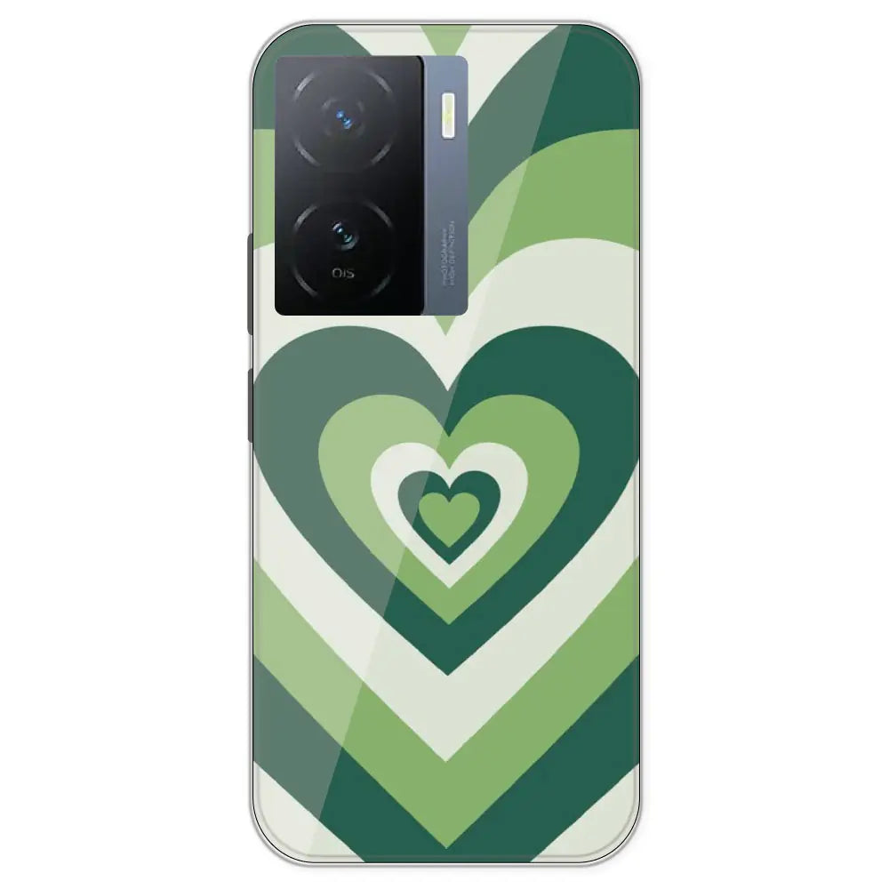 Dark Green Hearts - Printed Silicone Case For IQOO Z7