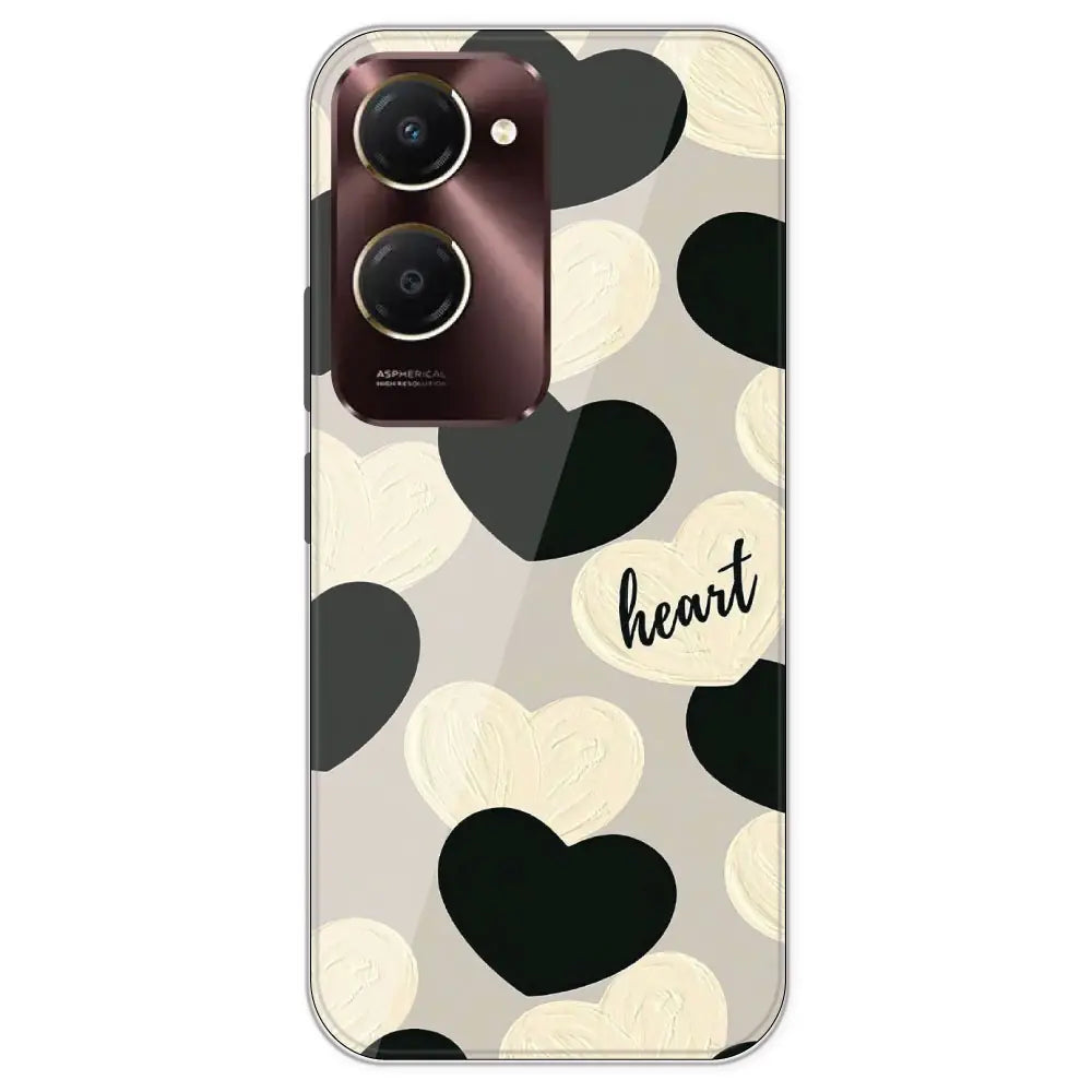 Black And White Heart - Printed Silicone Case For IQOO Z9 Lite