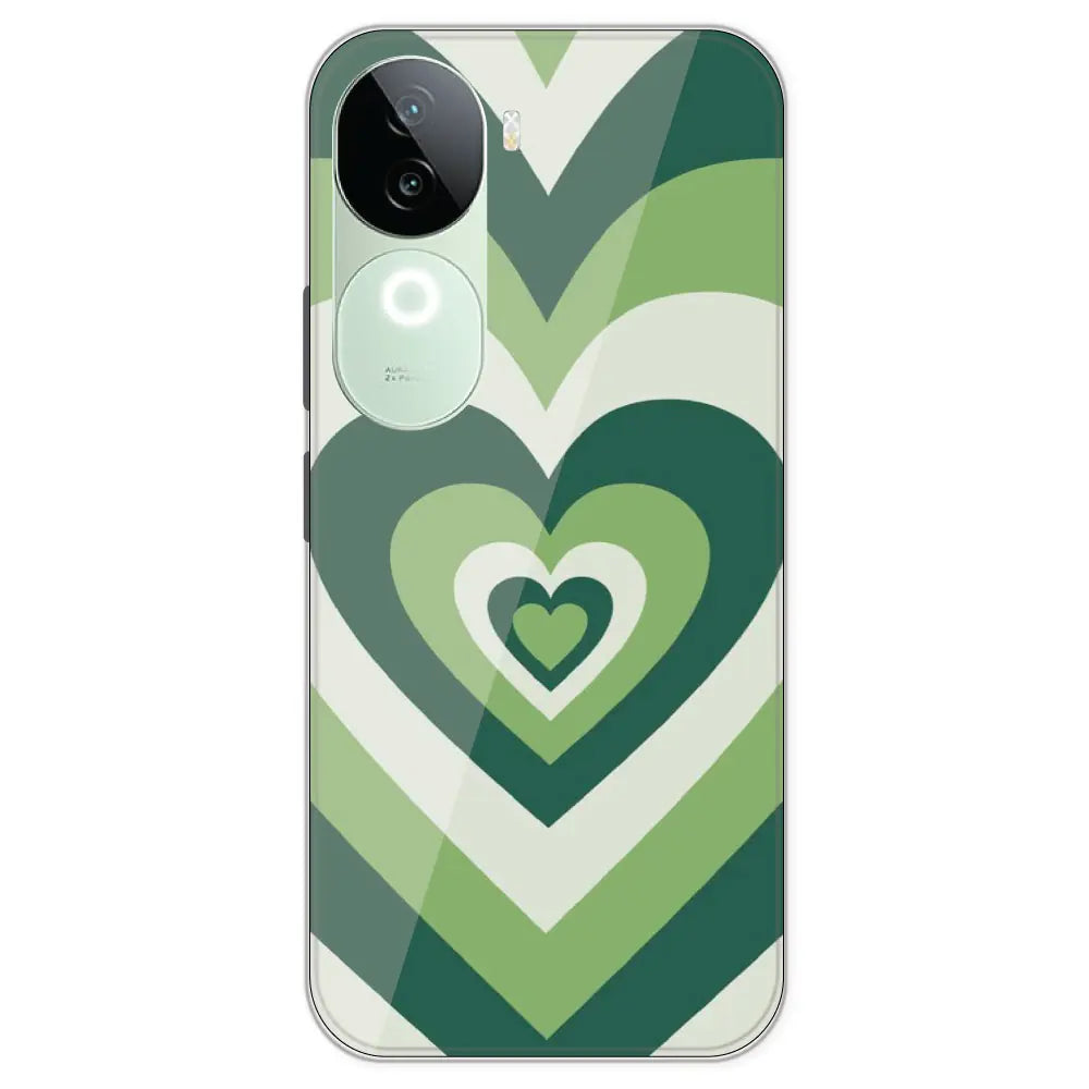 Dark Green Hearts - Printed Silicone Case For IQOO Z9S