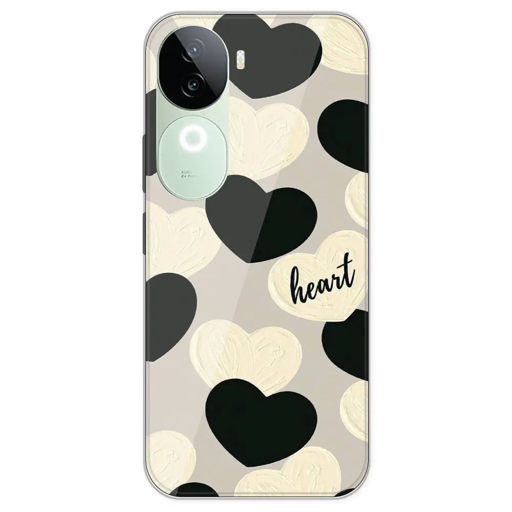 Black And White Heart - Printed Silicone Case For IQOO Z9S