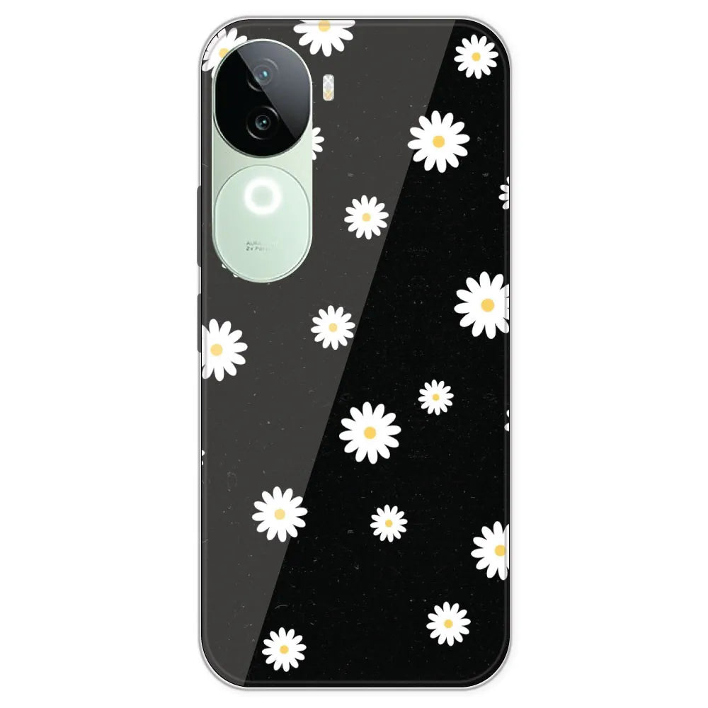 White And Black Flower - Printed Silicone Case For IQOO Z9S
