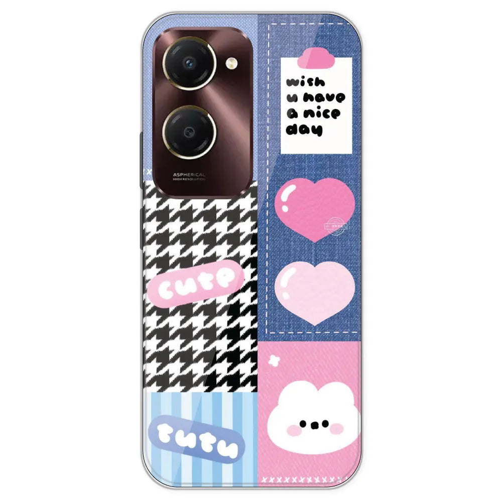 Cute Pink Bear Collage - Printed Silicone Case For iQOO Models
