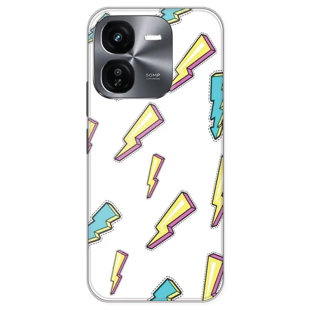 Lighting Bolts - Clear Printed Silicone Case For IQOO Z9X