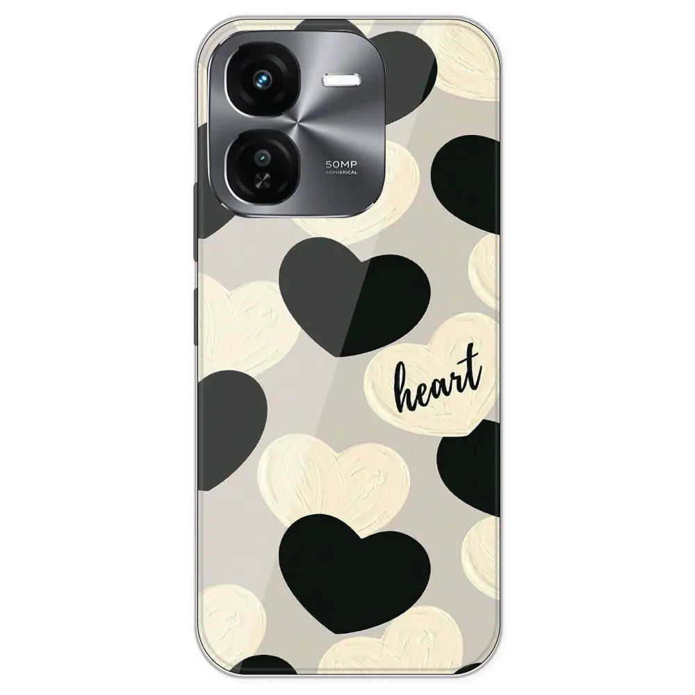 Black And White Heart - Printed Silicone Case For IQOO Z9X
