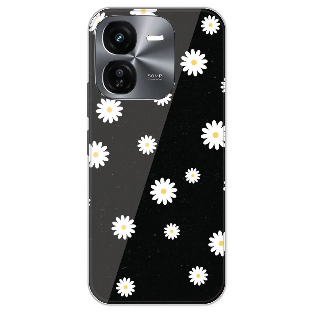 White And Black Flower - Printed Silicone Case For IQOO Z9X