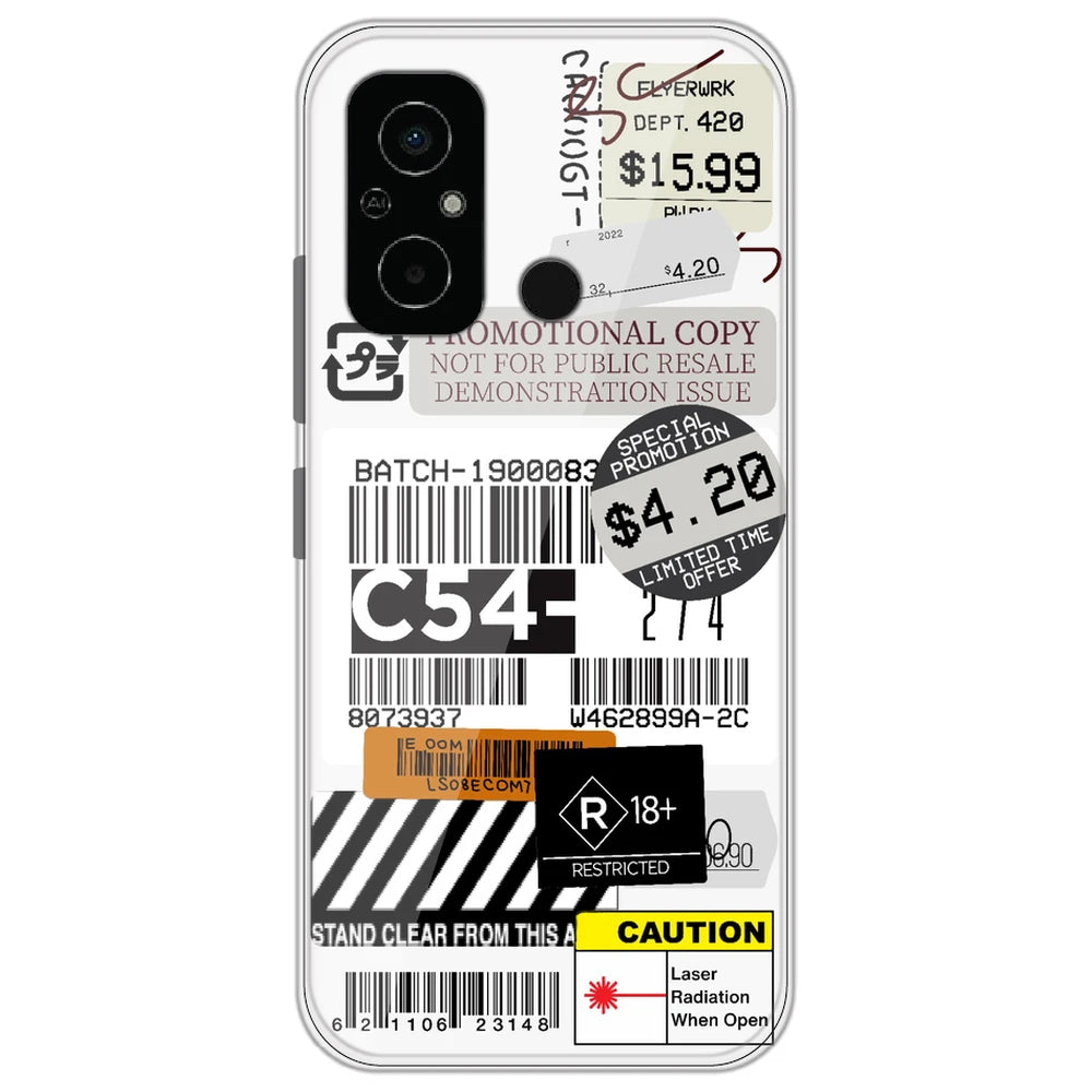 Labels - Clear Printed Silicone Case for Poco C55