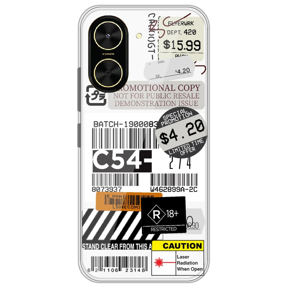 Labels - Clear Printed Silicone Case for Poco C71