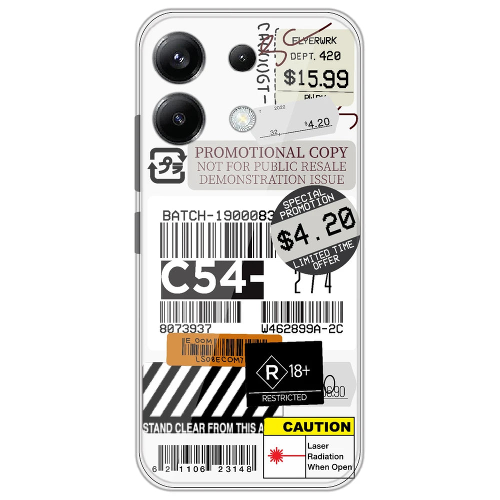 Labels - Clear Printed Silicone Case for Poco M6 Pro 4G